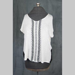 Honey Punch Zanth Embroidered Woven Panel Knit Top - Size 2X